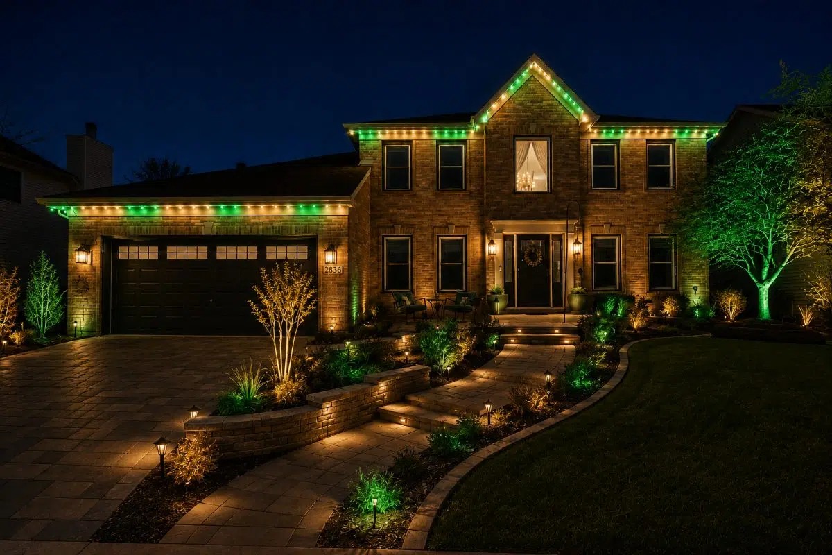Trimlight St. Patrick's Day scene — 2836 Fairhauser Ct proposal